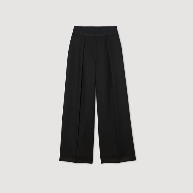 Pantalon large à taille élastiquée