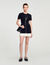 Short knit dress with ruffle