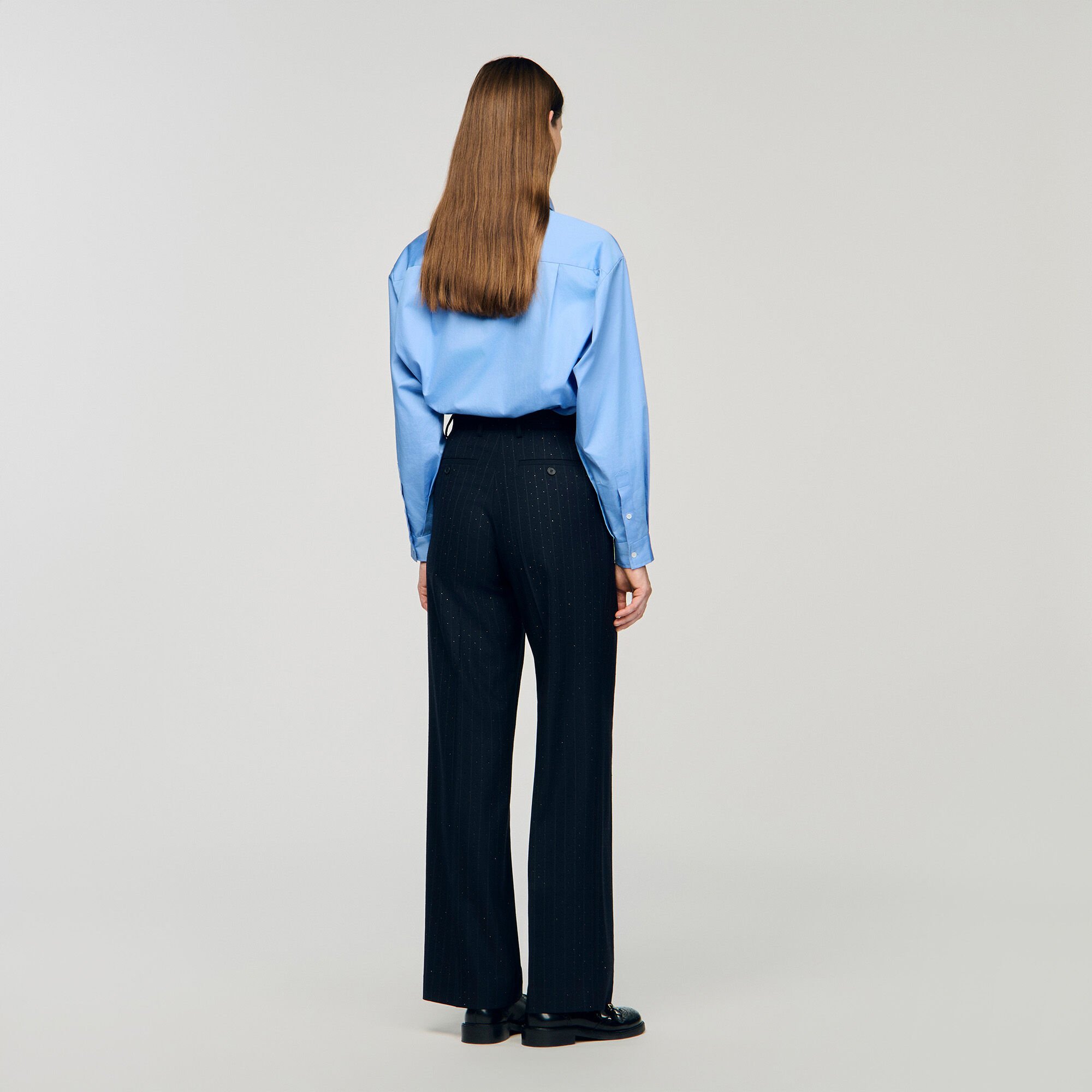 Pantalon à rayures strassées