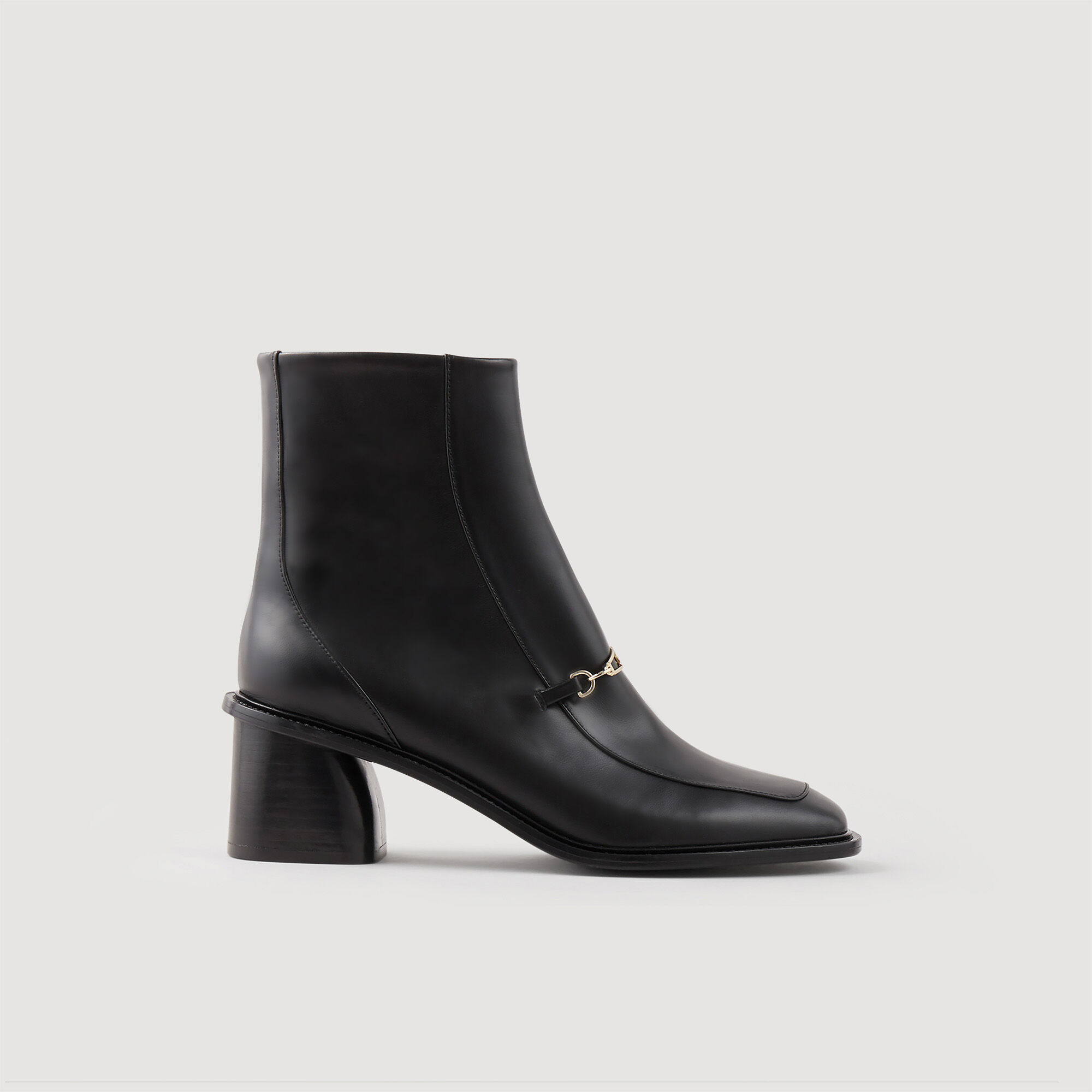 Bottines en cuir gris noir pour femme Sandro Paris