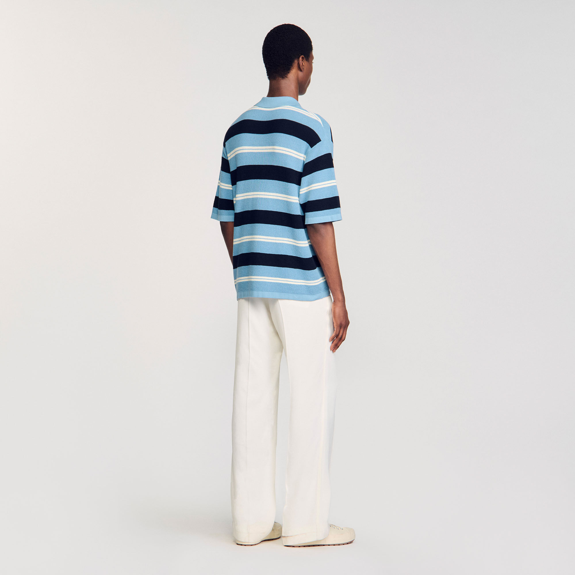 Polo rayé en maille