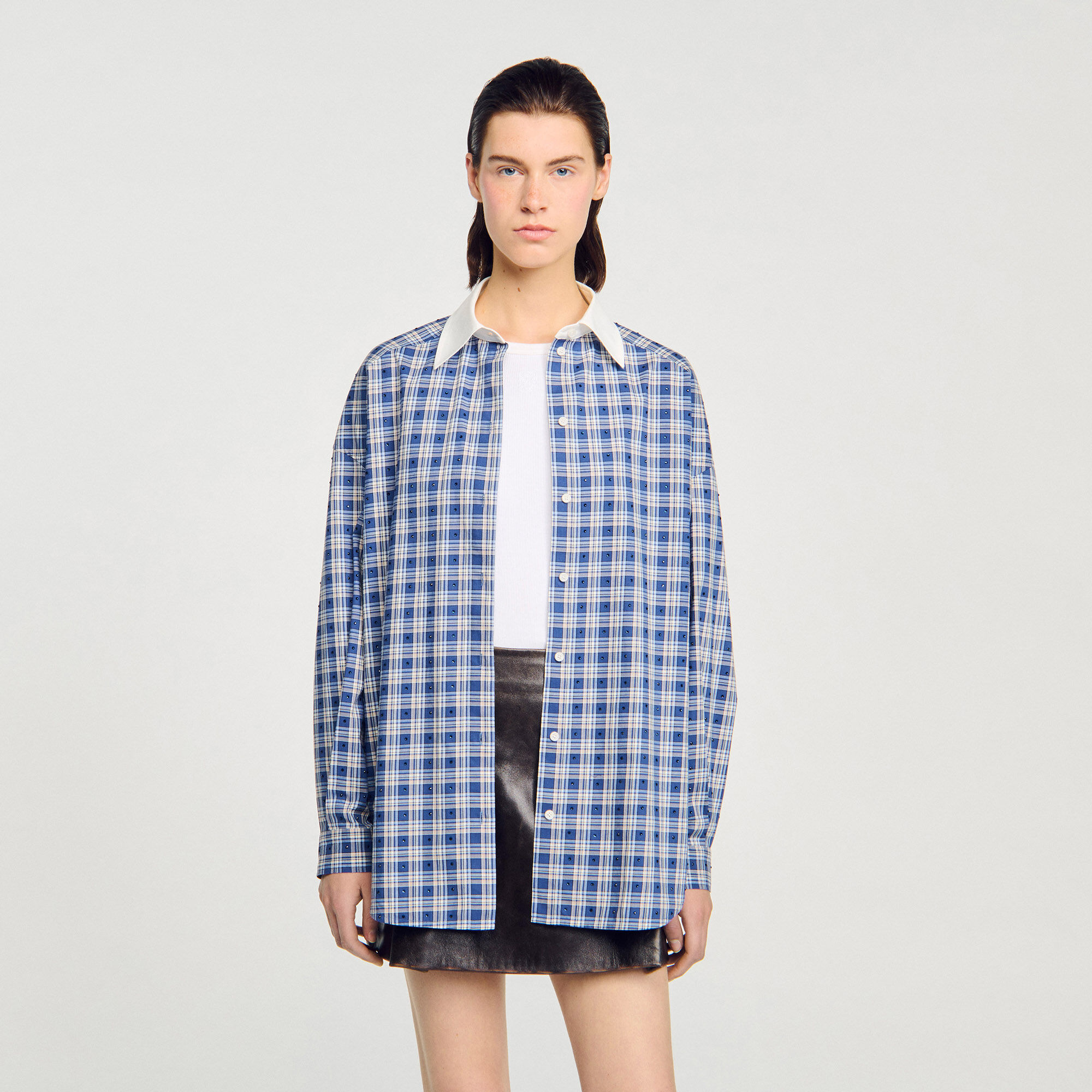 Chemise à carreaux strassée