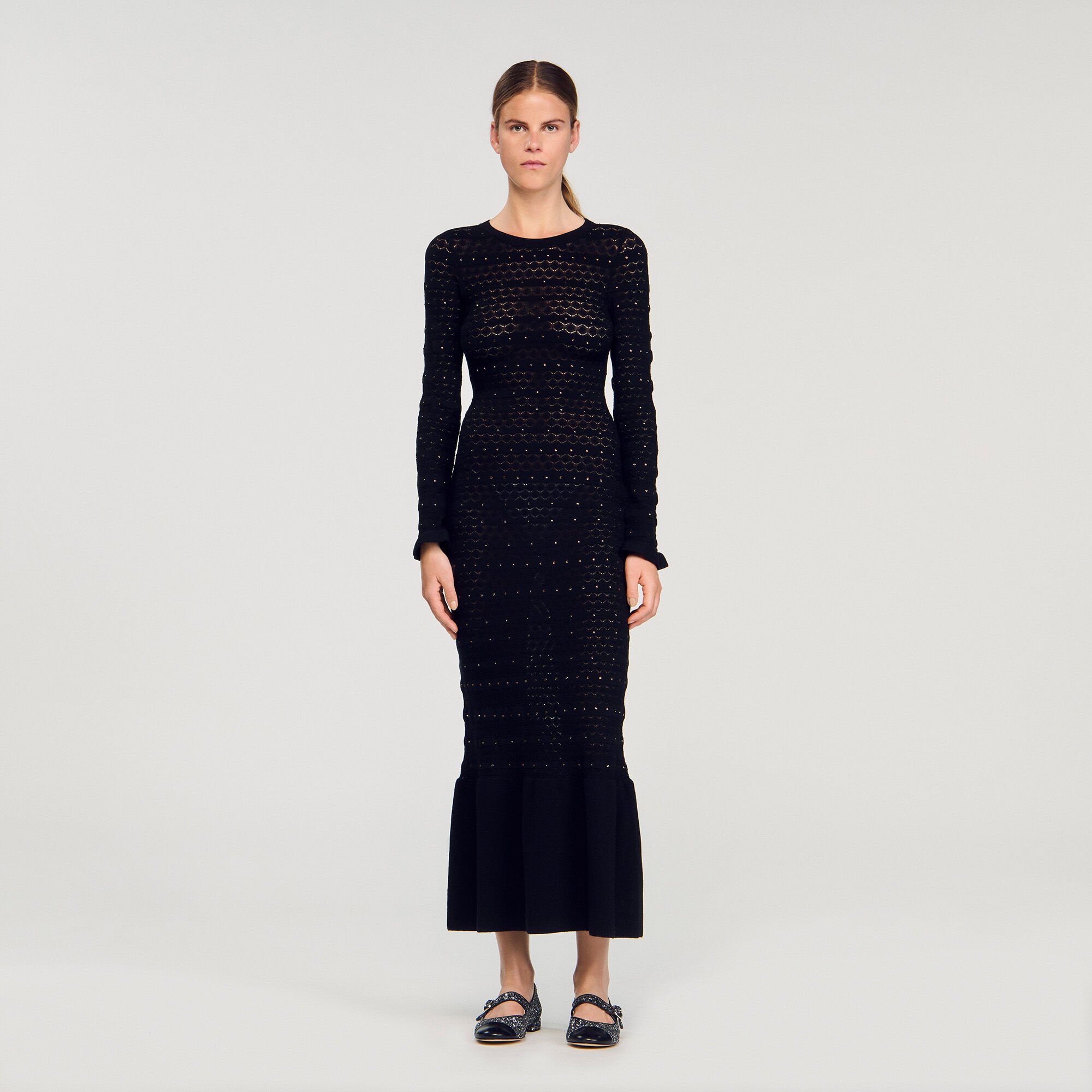 Rhinestone knit maxi dress