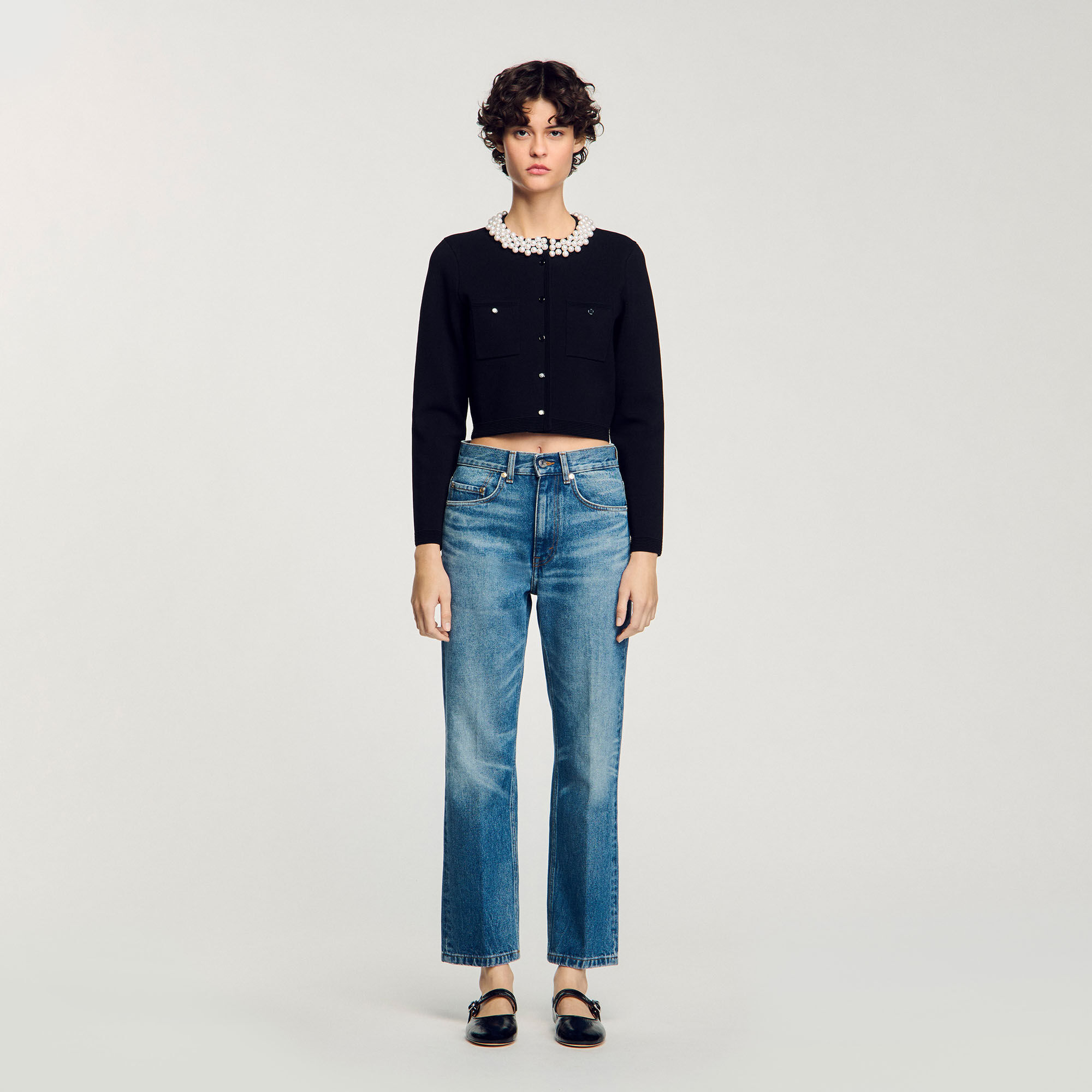 Cardigan à col perlé 
