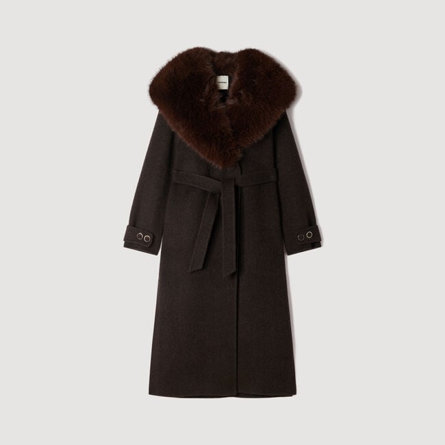 Mantel mit Lammfellkragen - Damen | Sandro