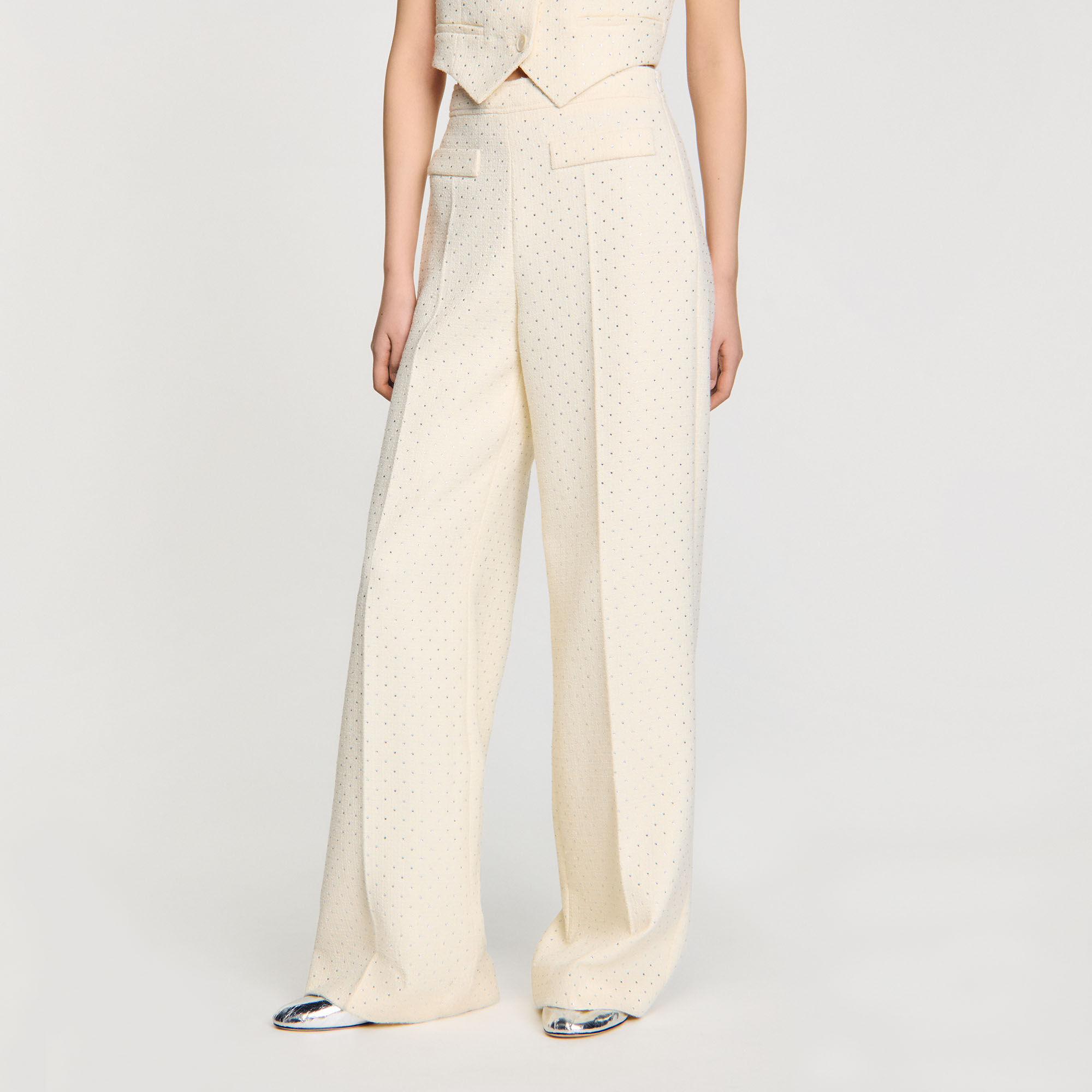 Hose aus Tweed mit Strass