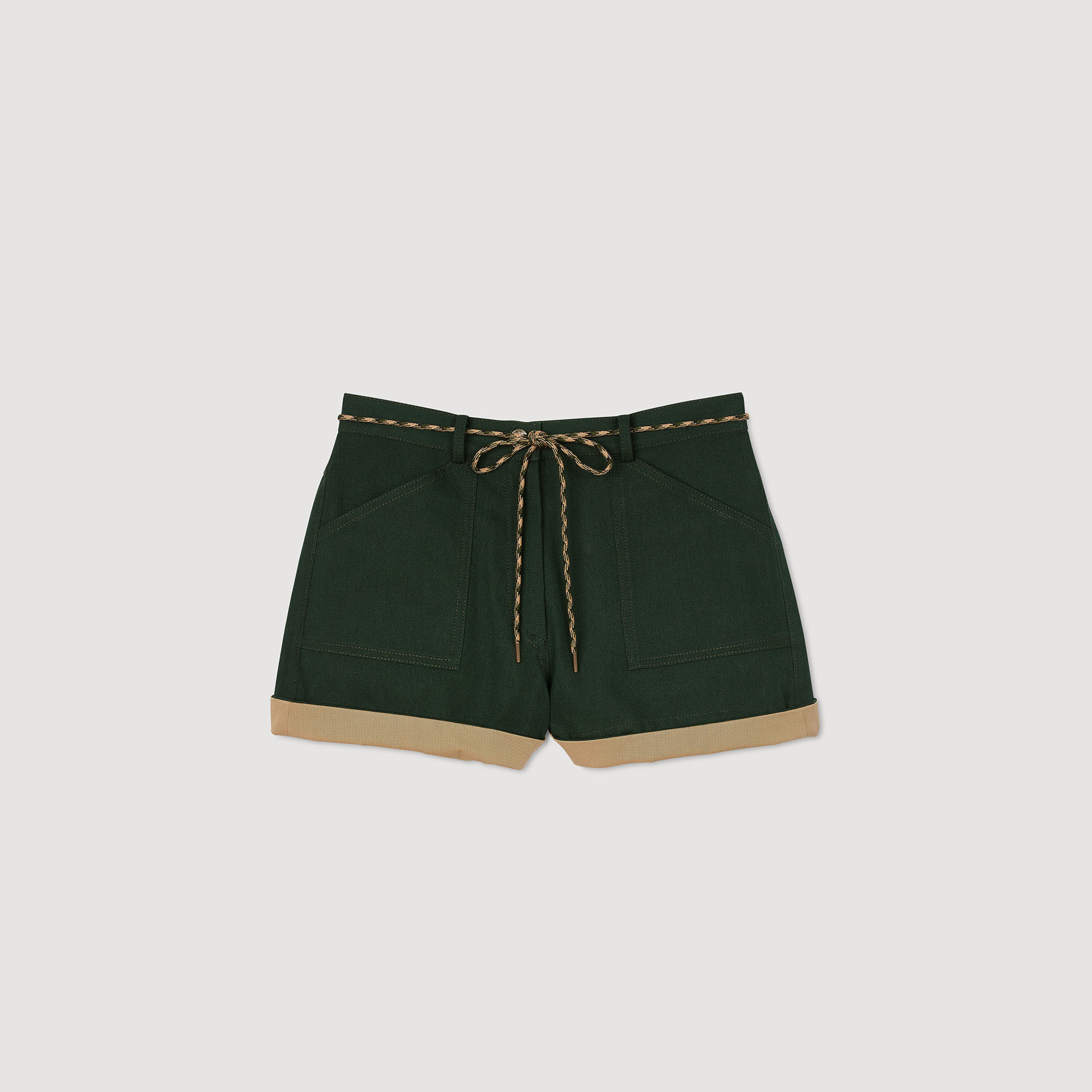 Two-tone drawstring waist shorts