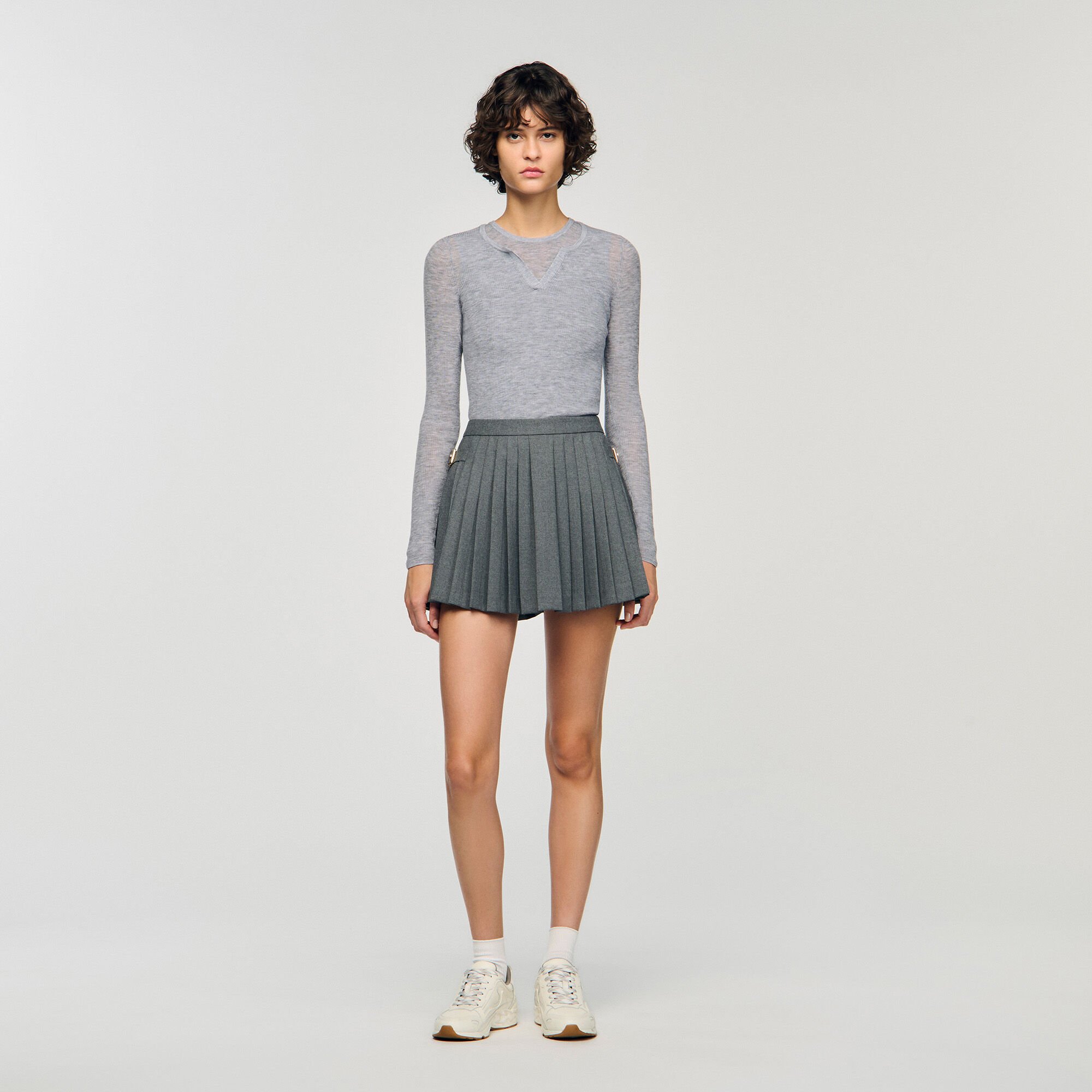 Wollpullover mit Trompe-l'œil-Effekt