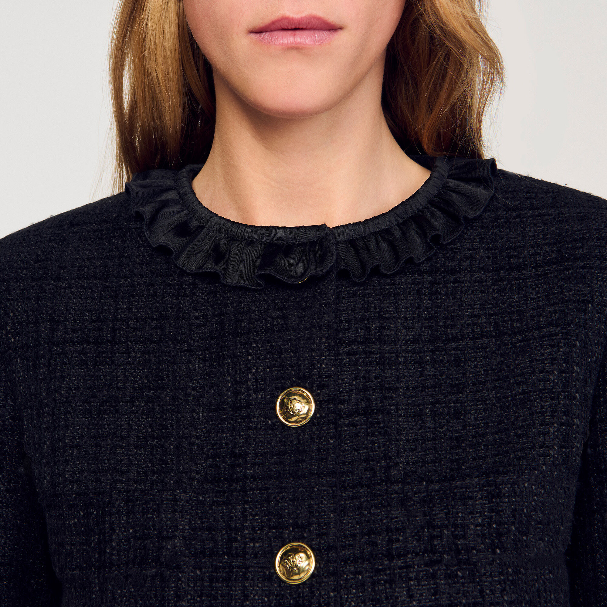 Tweed-Jacke mit Volants