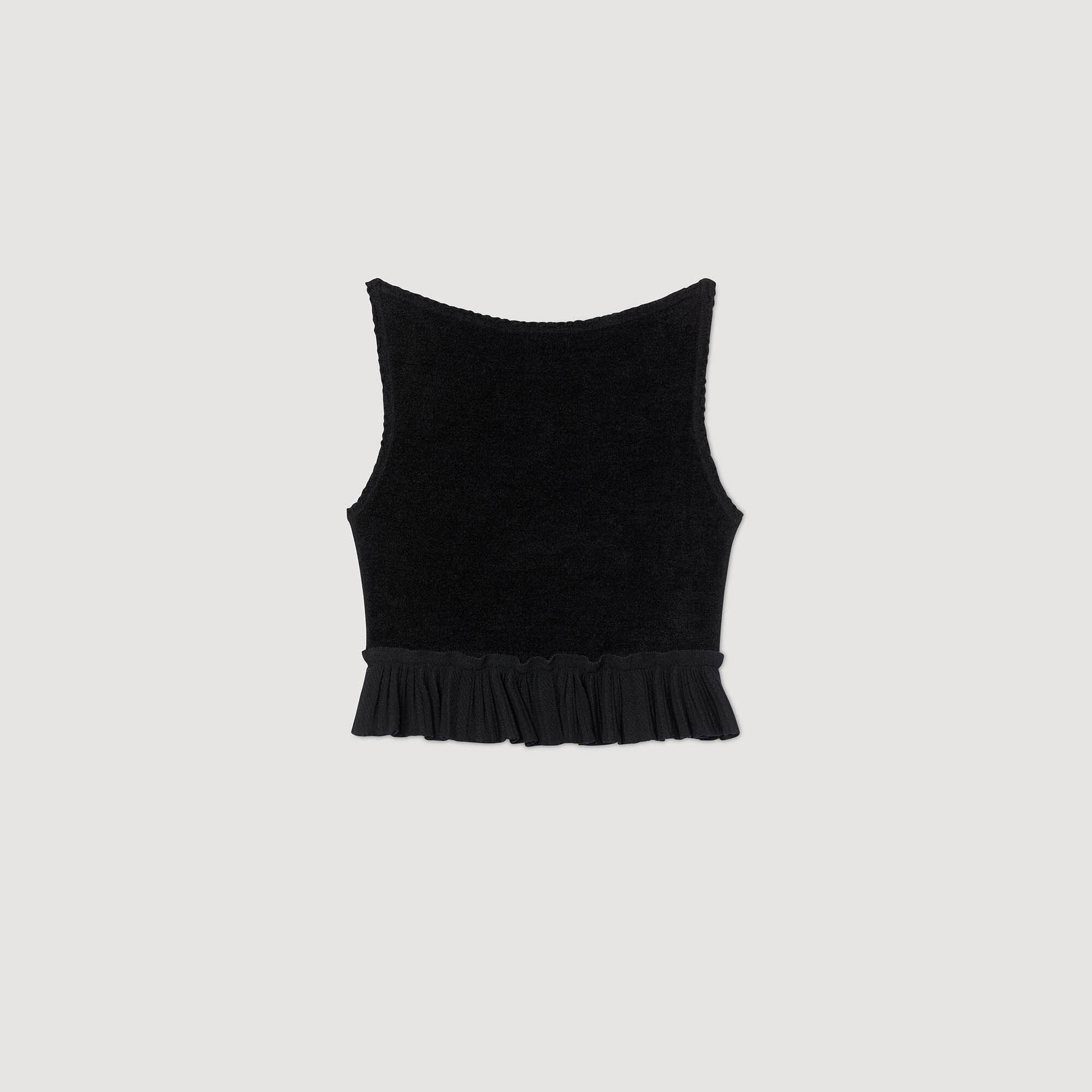 Kurzes Stricktop mit Volant