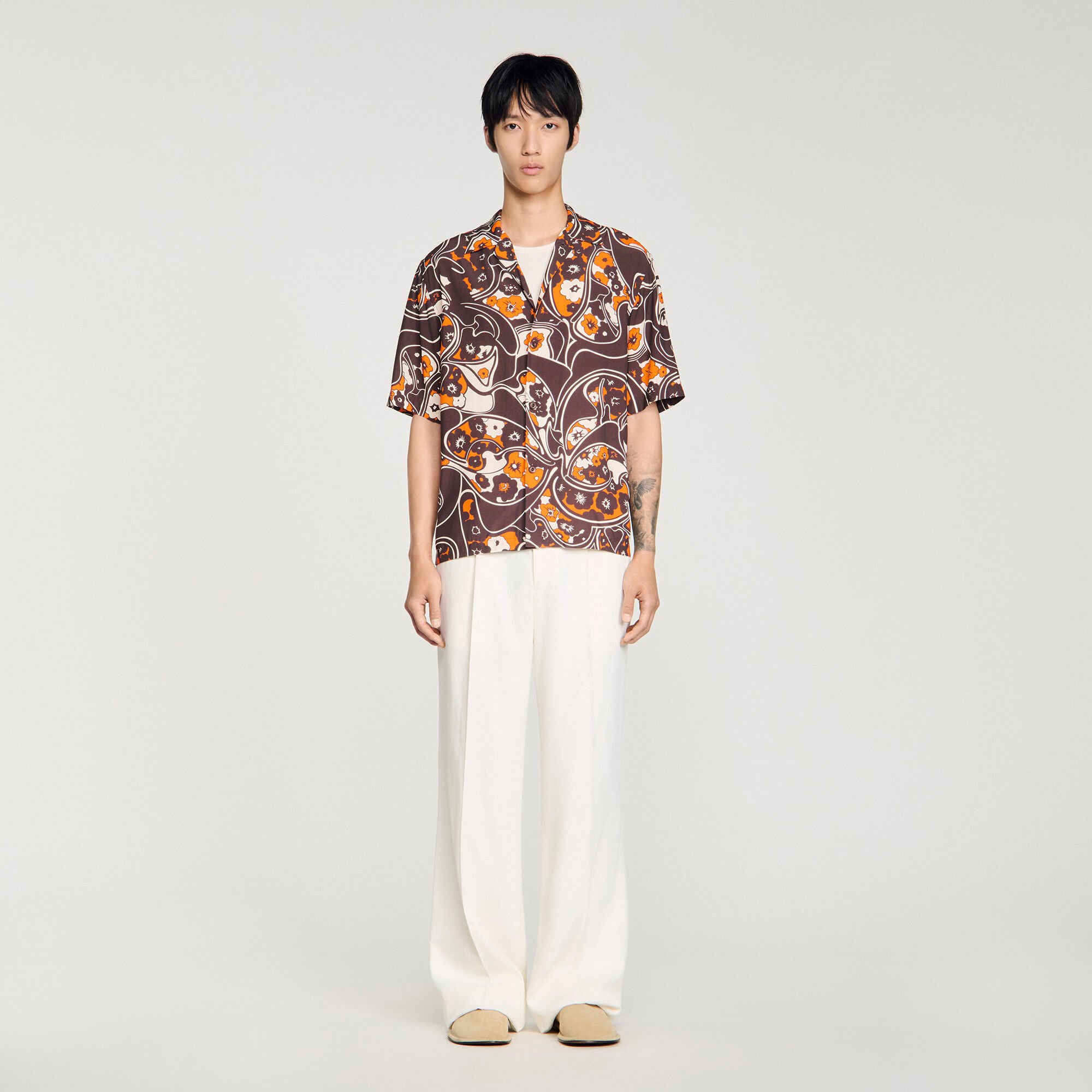 Chemise fluide imprimé col requin