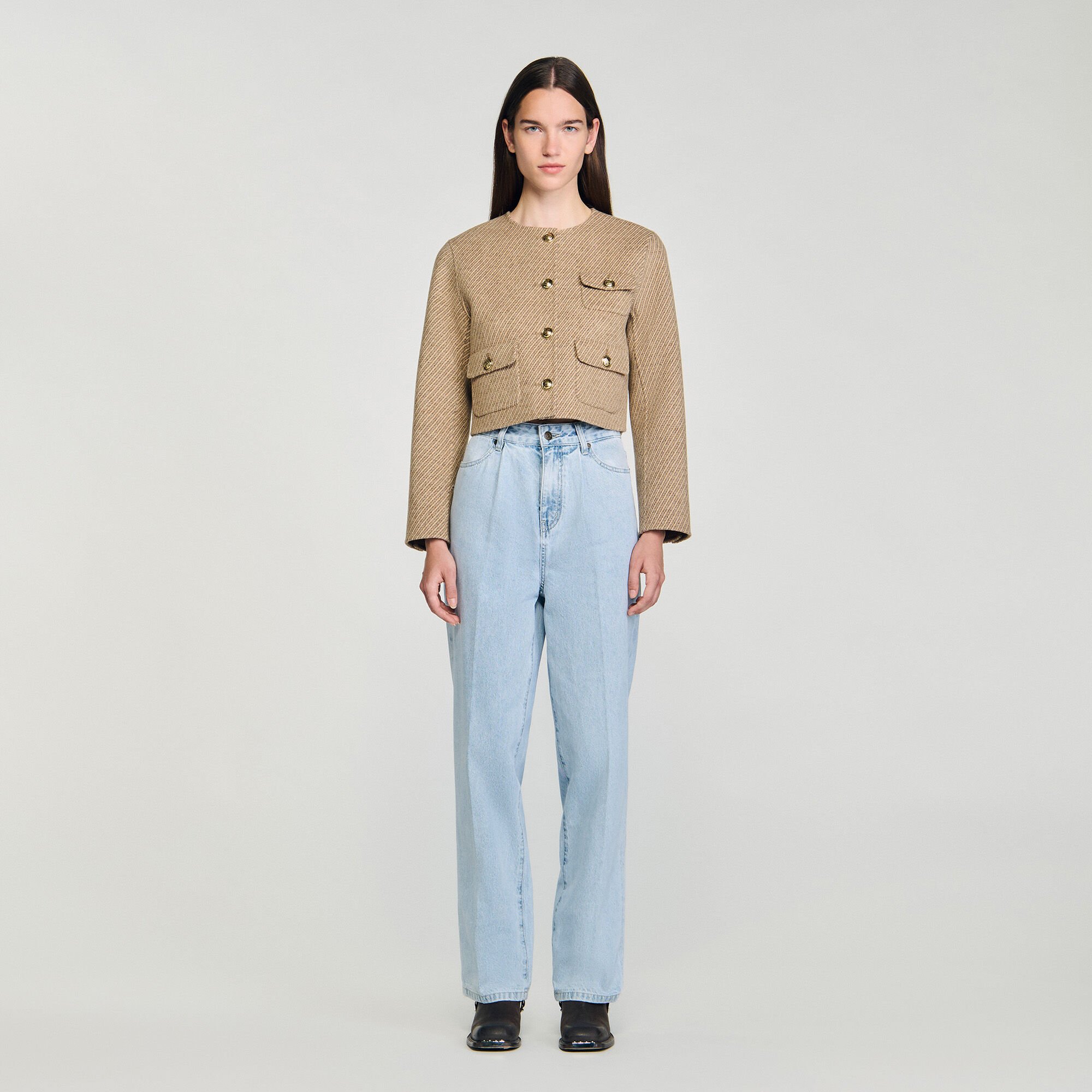 Cropped button-down jacket