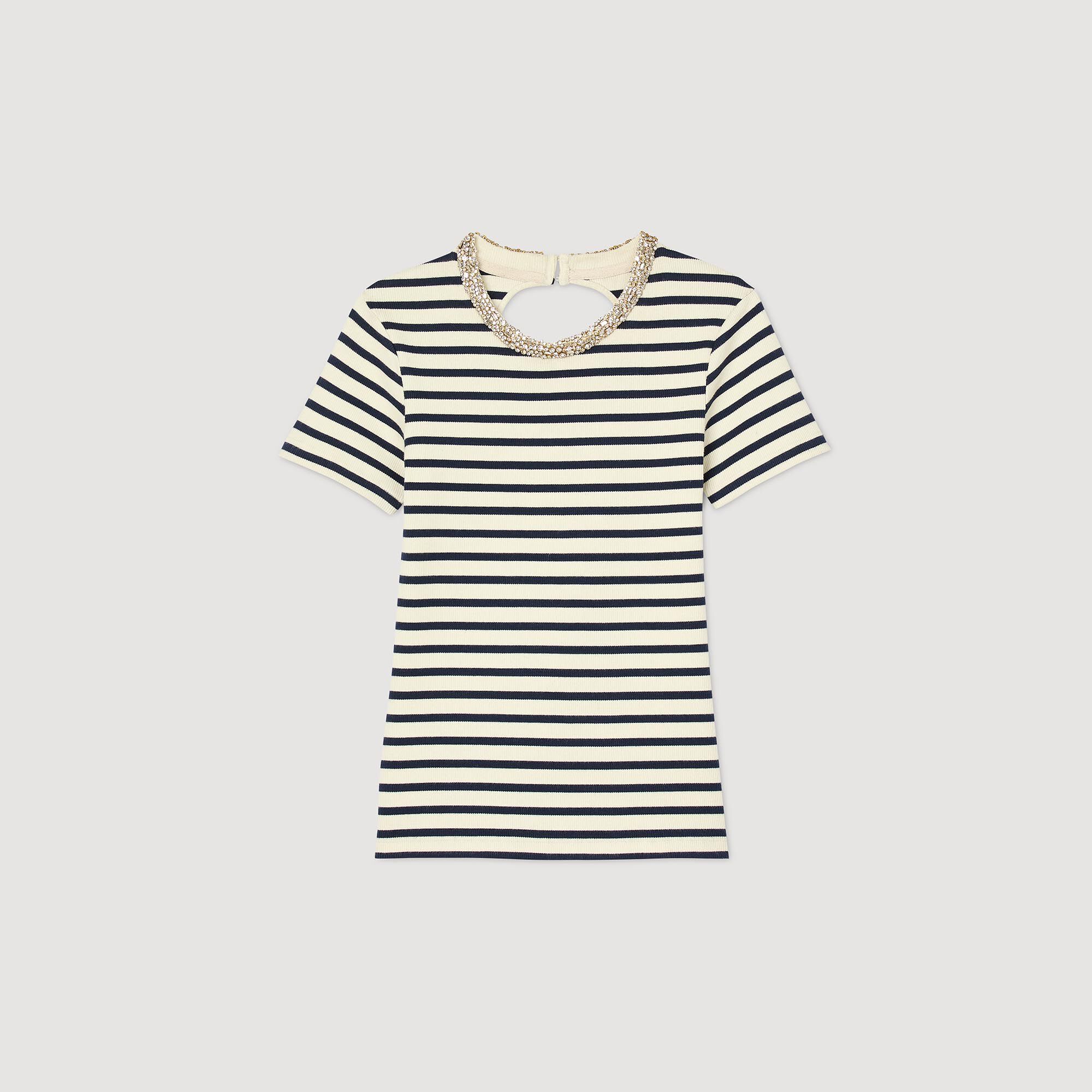 T-shirt rayé à strass