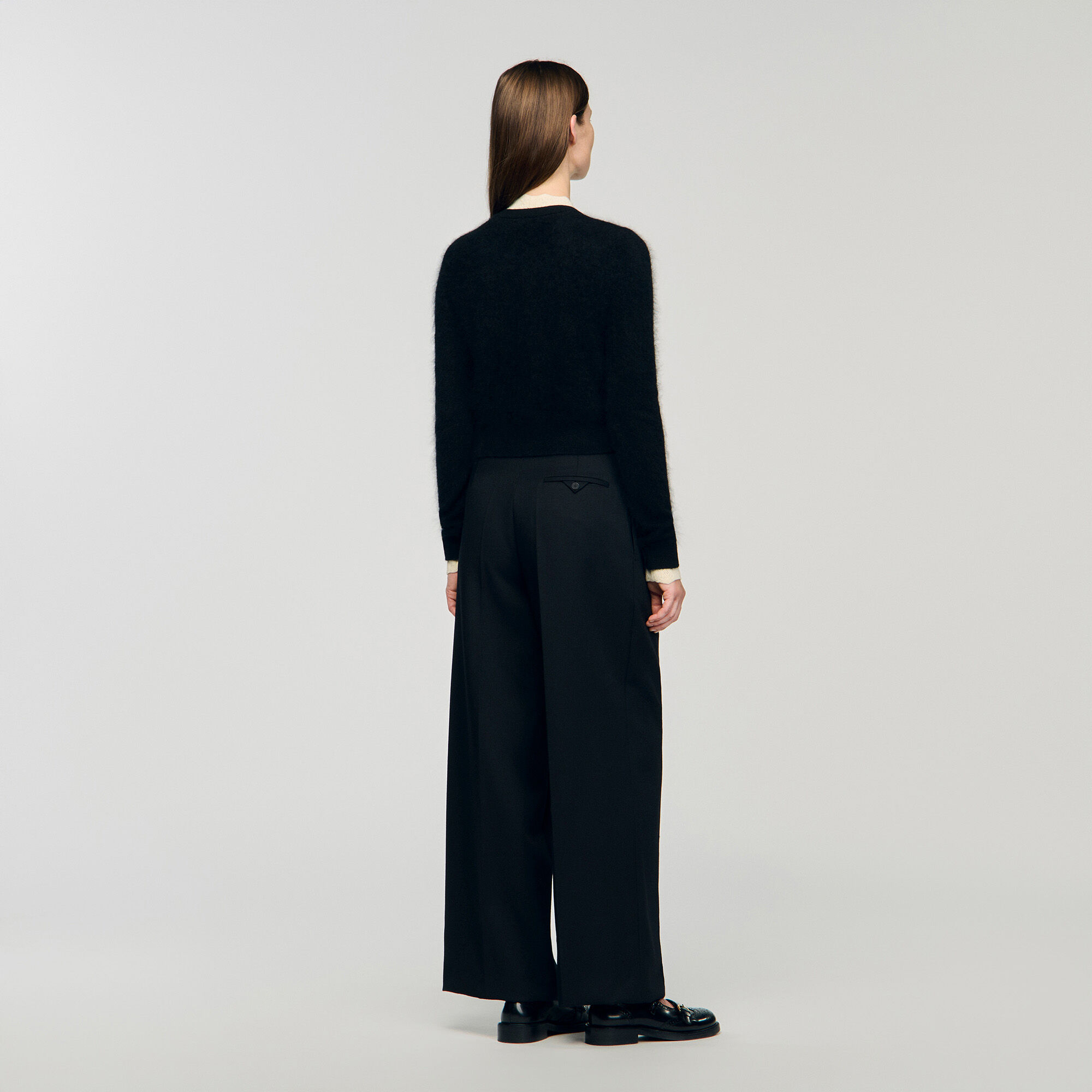 Cardigan mit Pointelle-Kragen