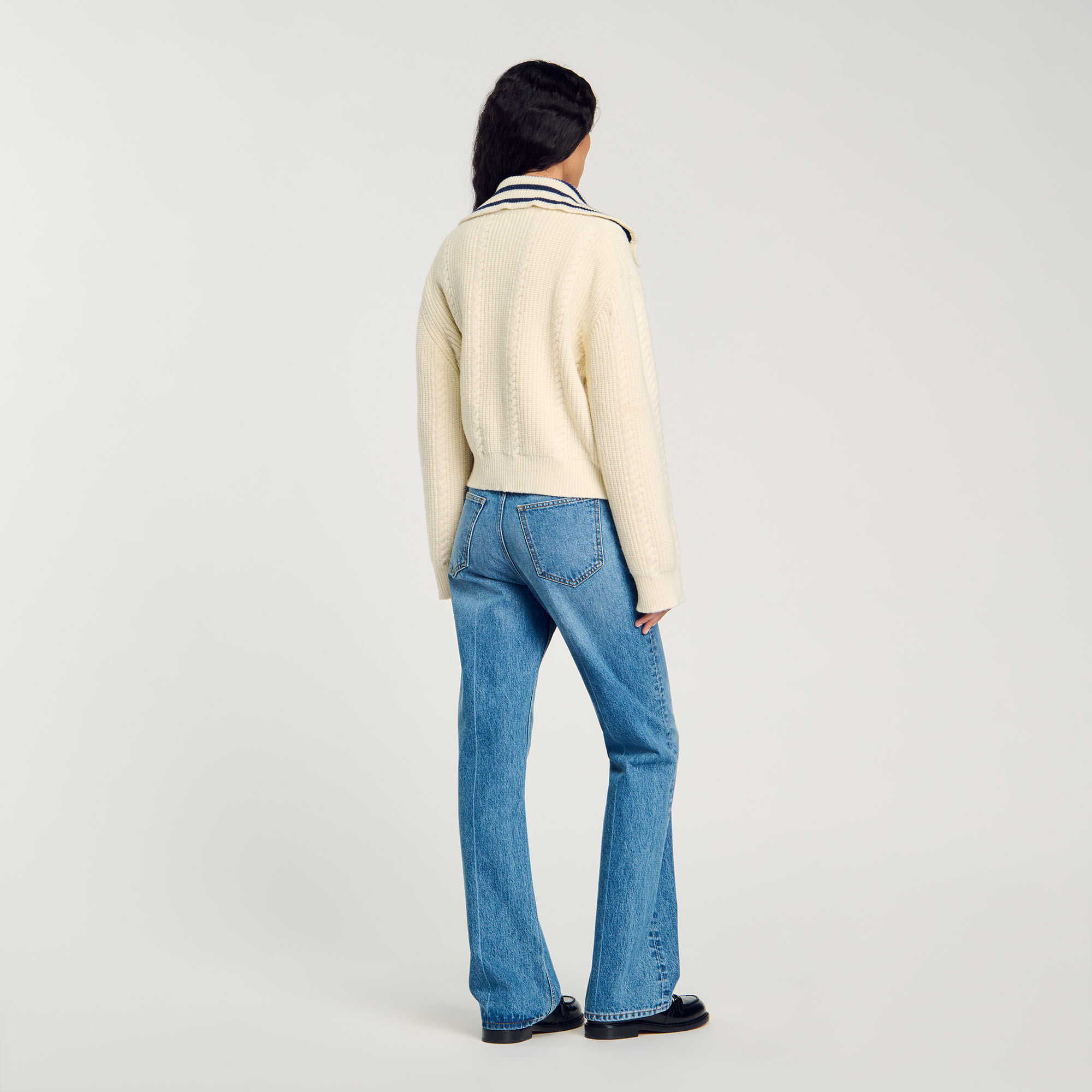 Stripy sailor-neck jumper