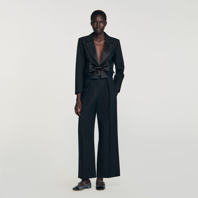 Pantalon large à taille élastiquée