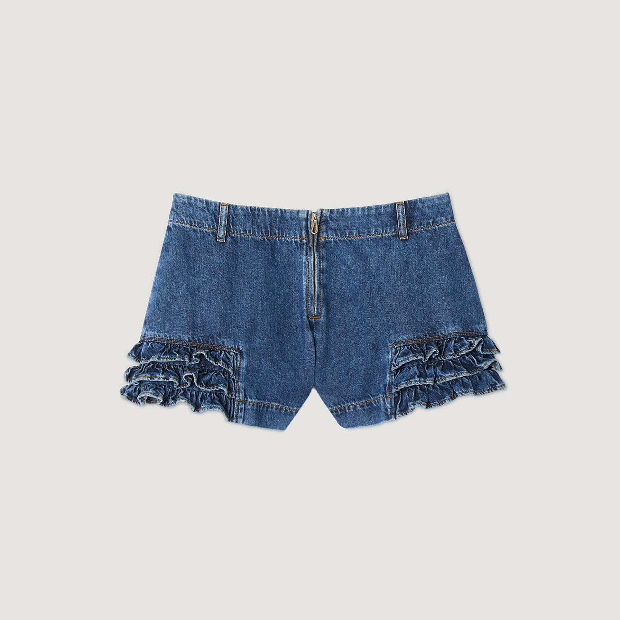 Short en denim à volants 