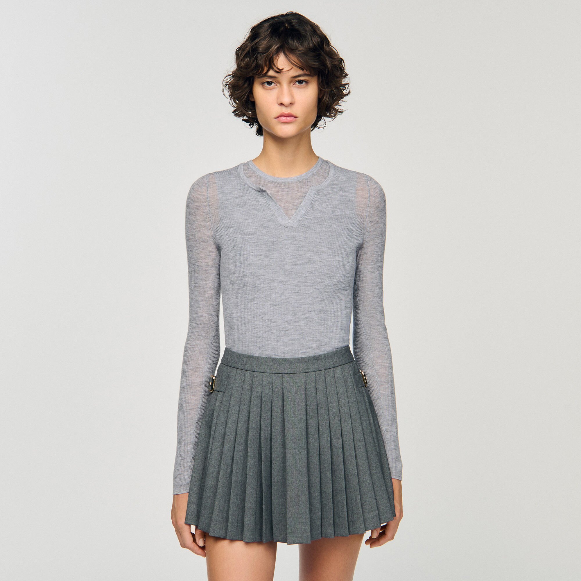 Wollpullover mit Trompe-l'œil-Effekt