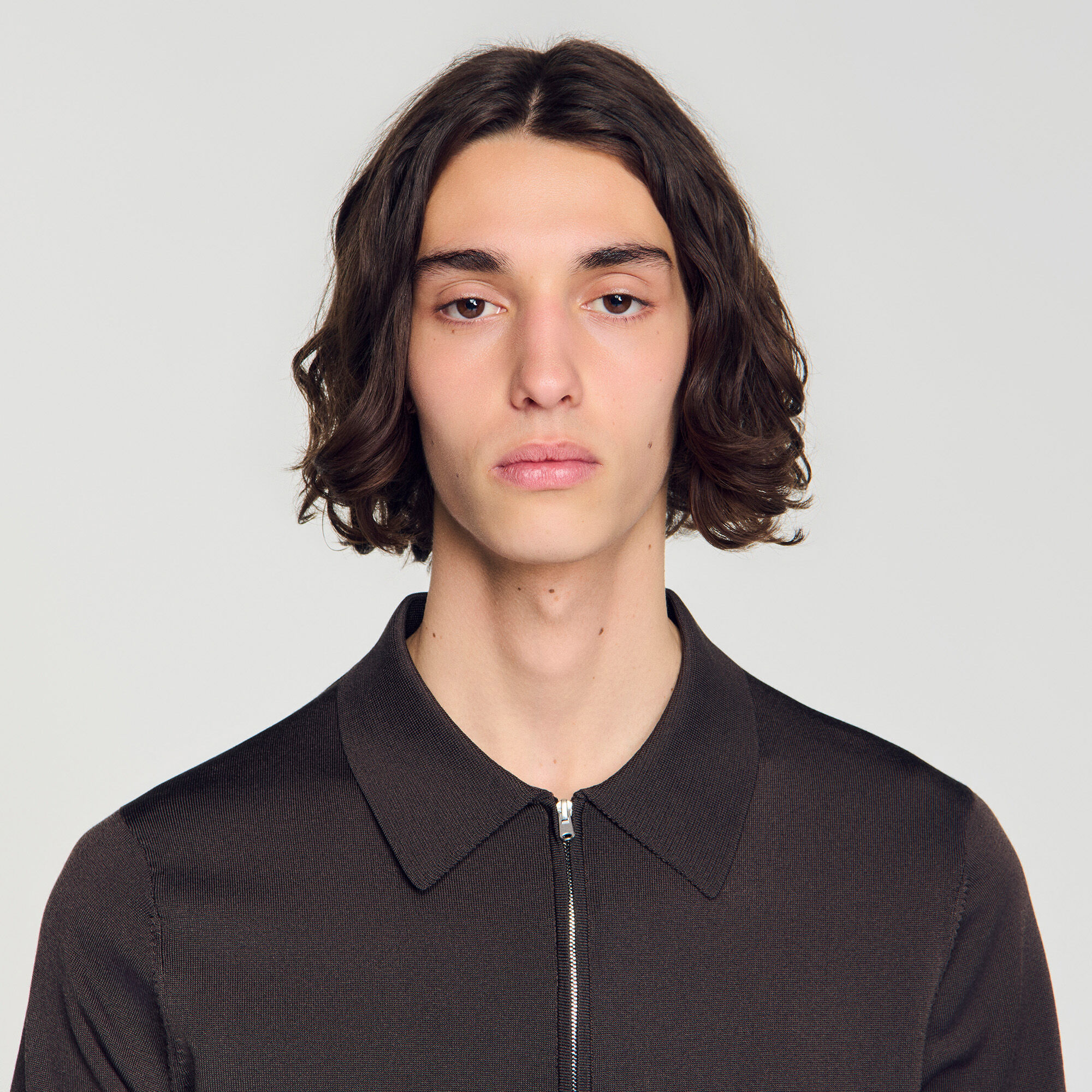 Polo zipp&eacute; en maille