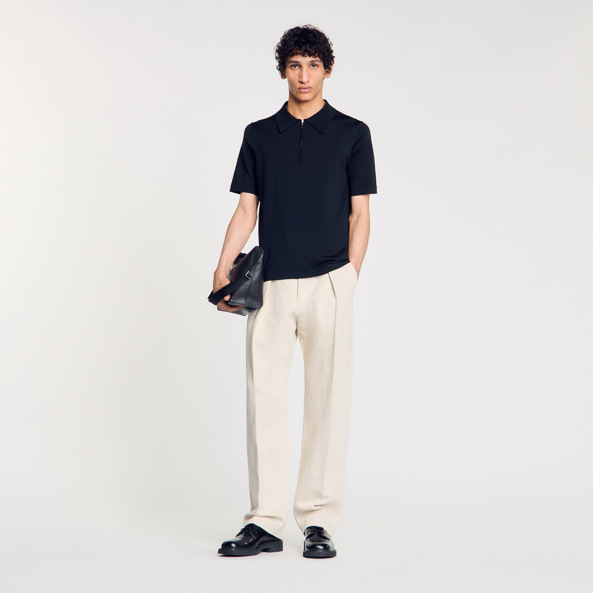 Poloshirt aus Strick mit Reißverschluss