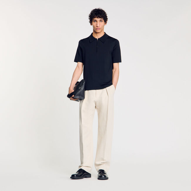 Polo en maille à col zippé