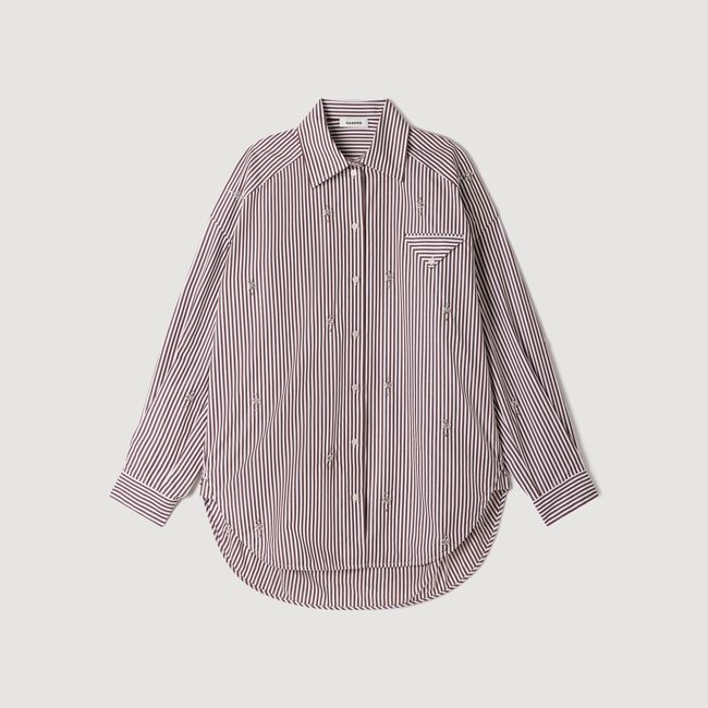Chemise oversize &agrave; rayures strass&eacute;e