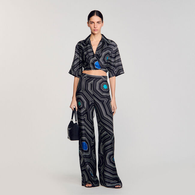 Spiral-motif silk shirt