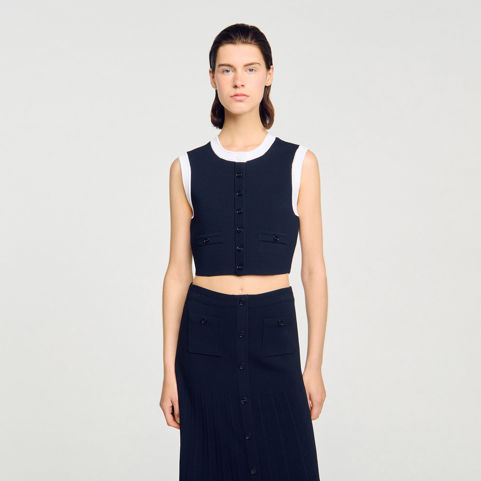 Gilet court bicolore