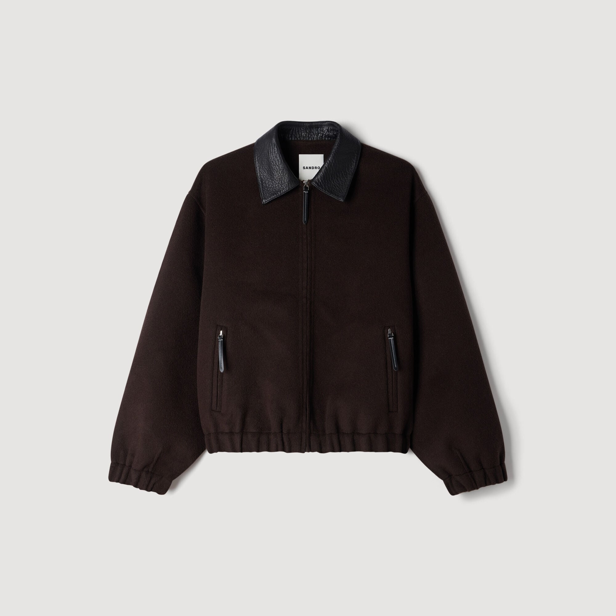 Double-faced leather collar jacket