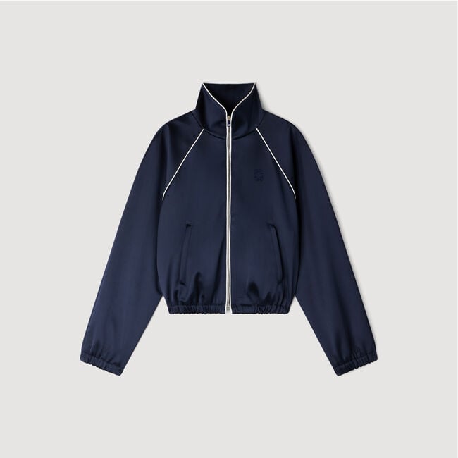 Kurzer Satinblouson mit Logostick