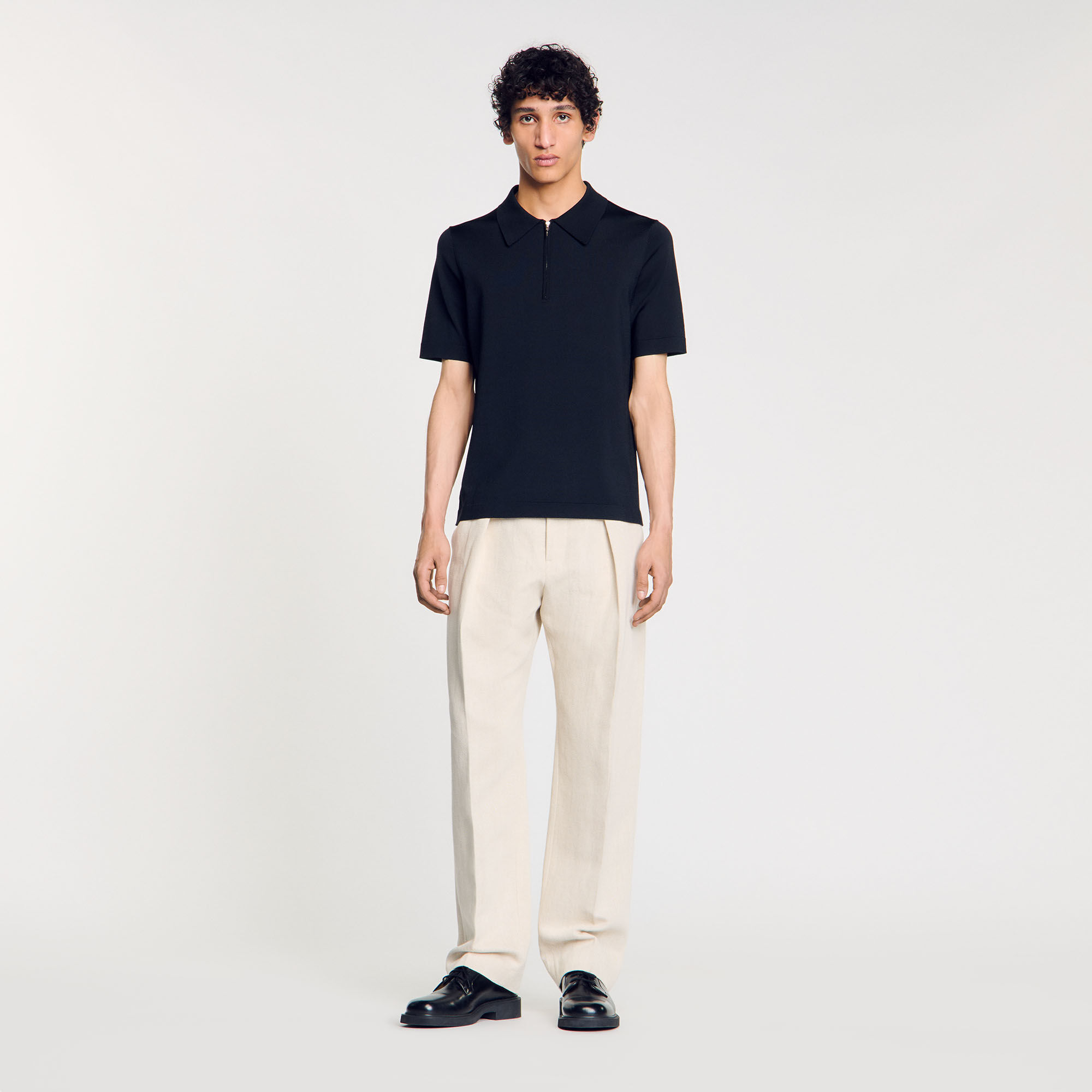 Poloshirt aus Strick mit Reißverschluss