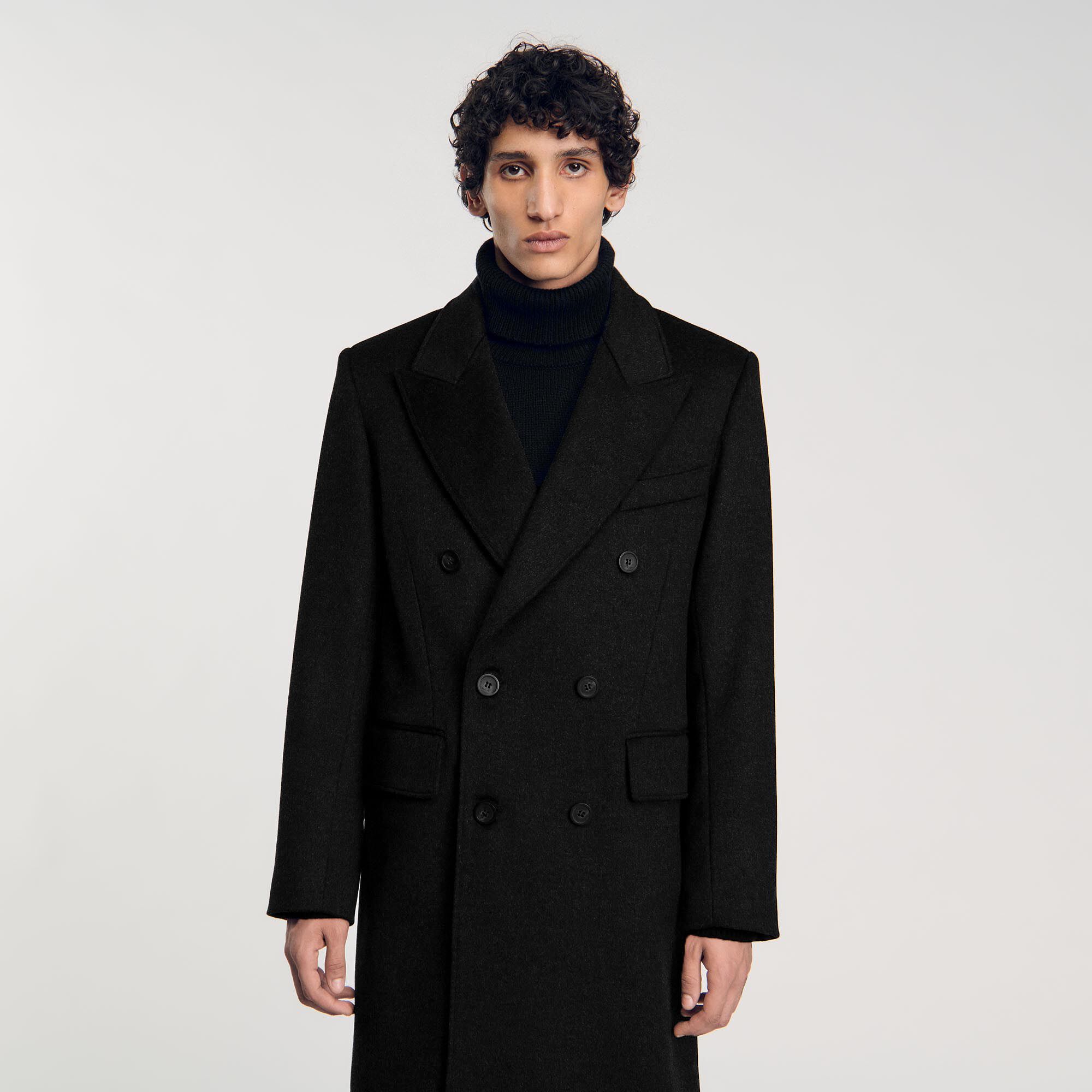 3/4-length double-breasted coat