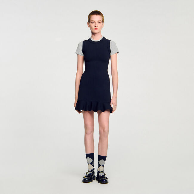 Kurzes Strickkleid im 2-in-1-Look