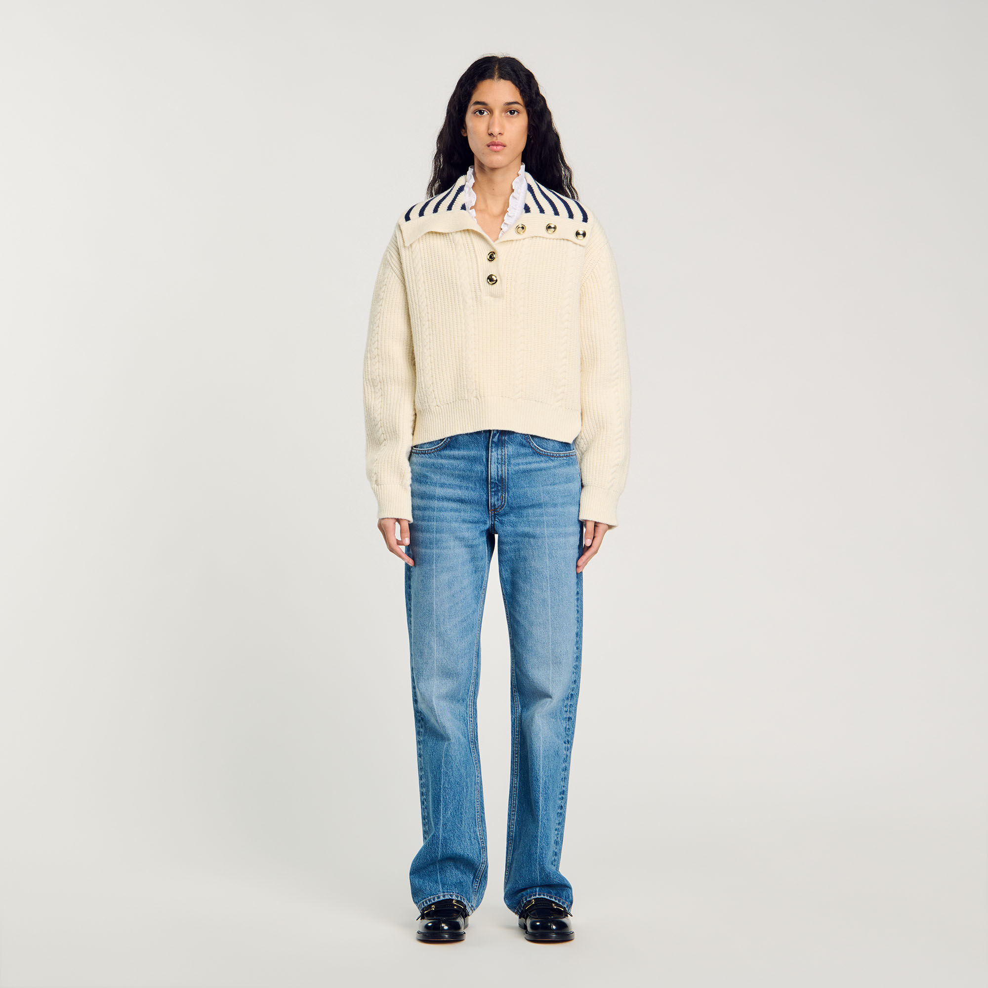 Stripy sailor-neck jumper
