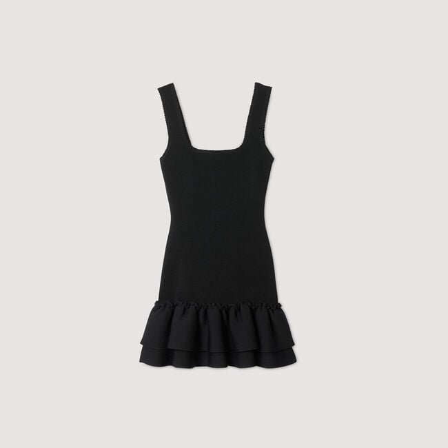 Kurzes Strickkleid mit Volant
