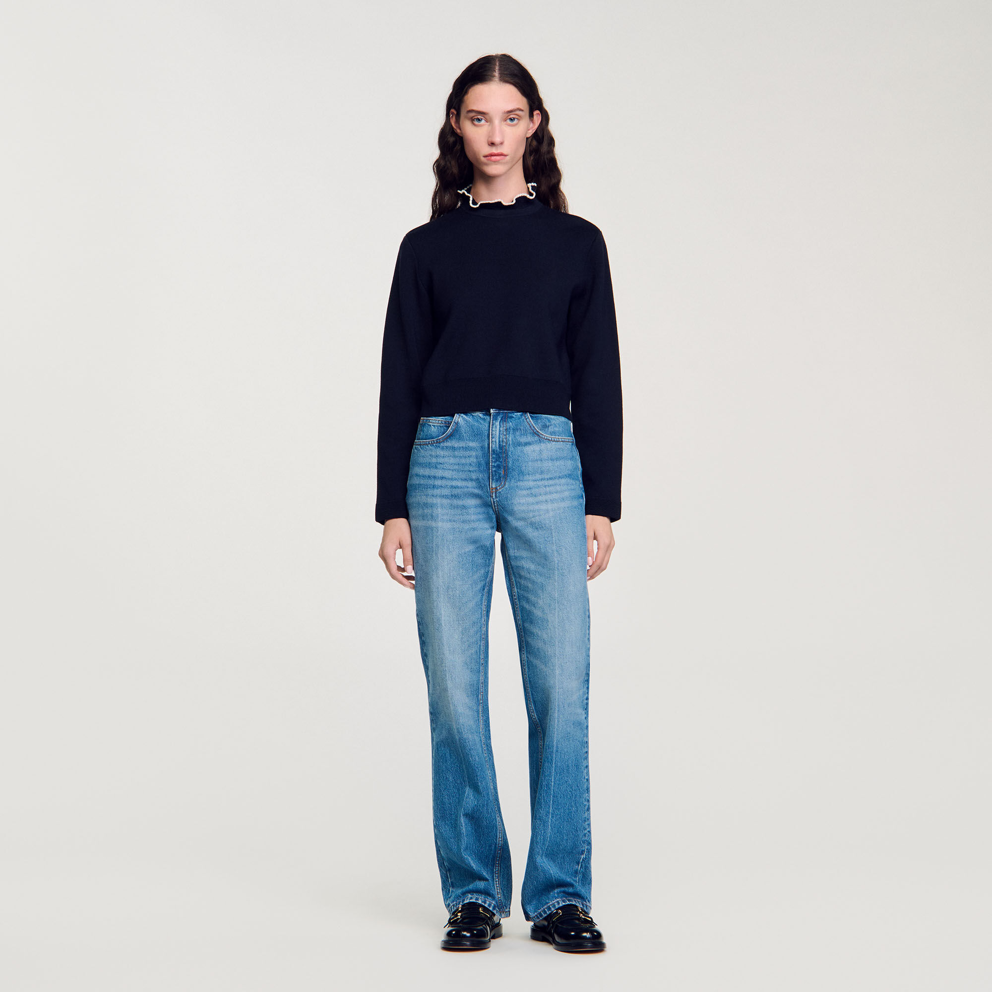 Ruffled-neck jumper