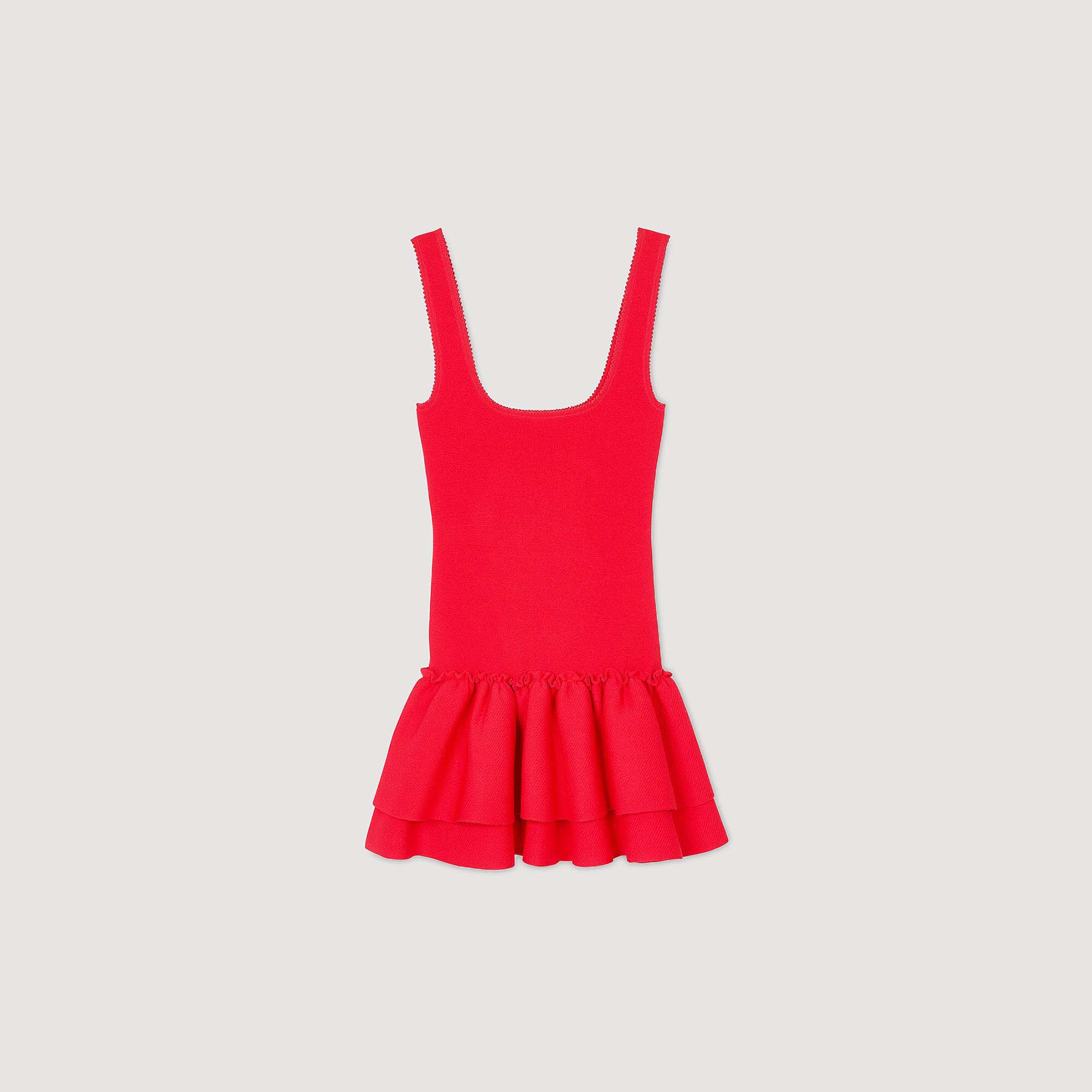 Kurzes Strickkleid mit Volant