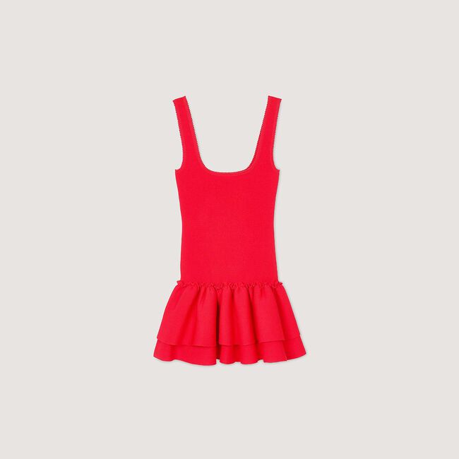 Kurzes Strickkleid mit Volant