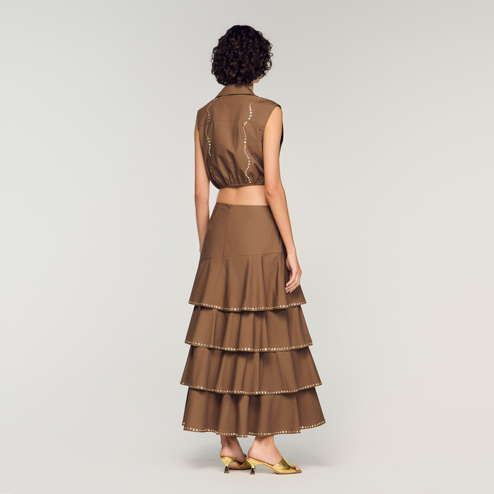 Kurze Hemdbluse mit Strass