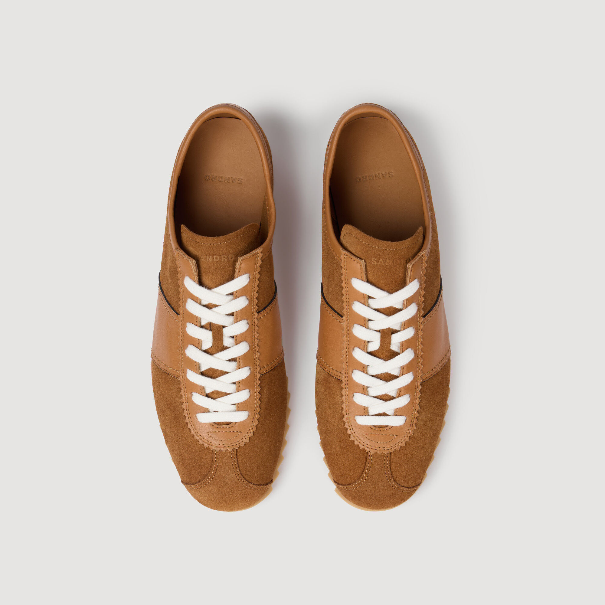 Leather and suede low-top trainers