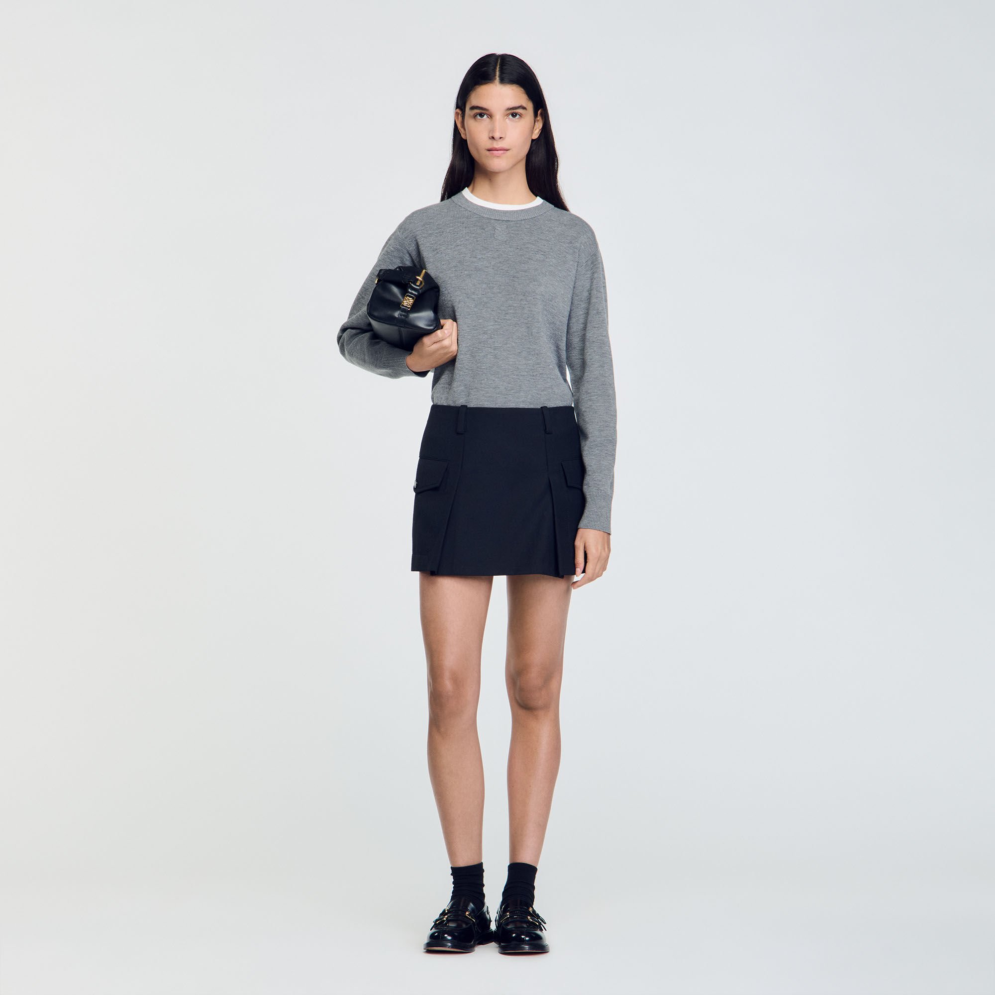 Short skirt with pockets black gray For Women Sandro Paris
