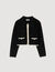 Two-tone shirt collar cardigan