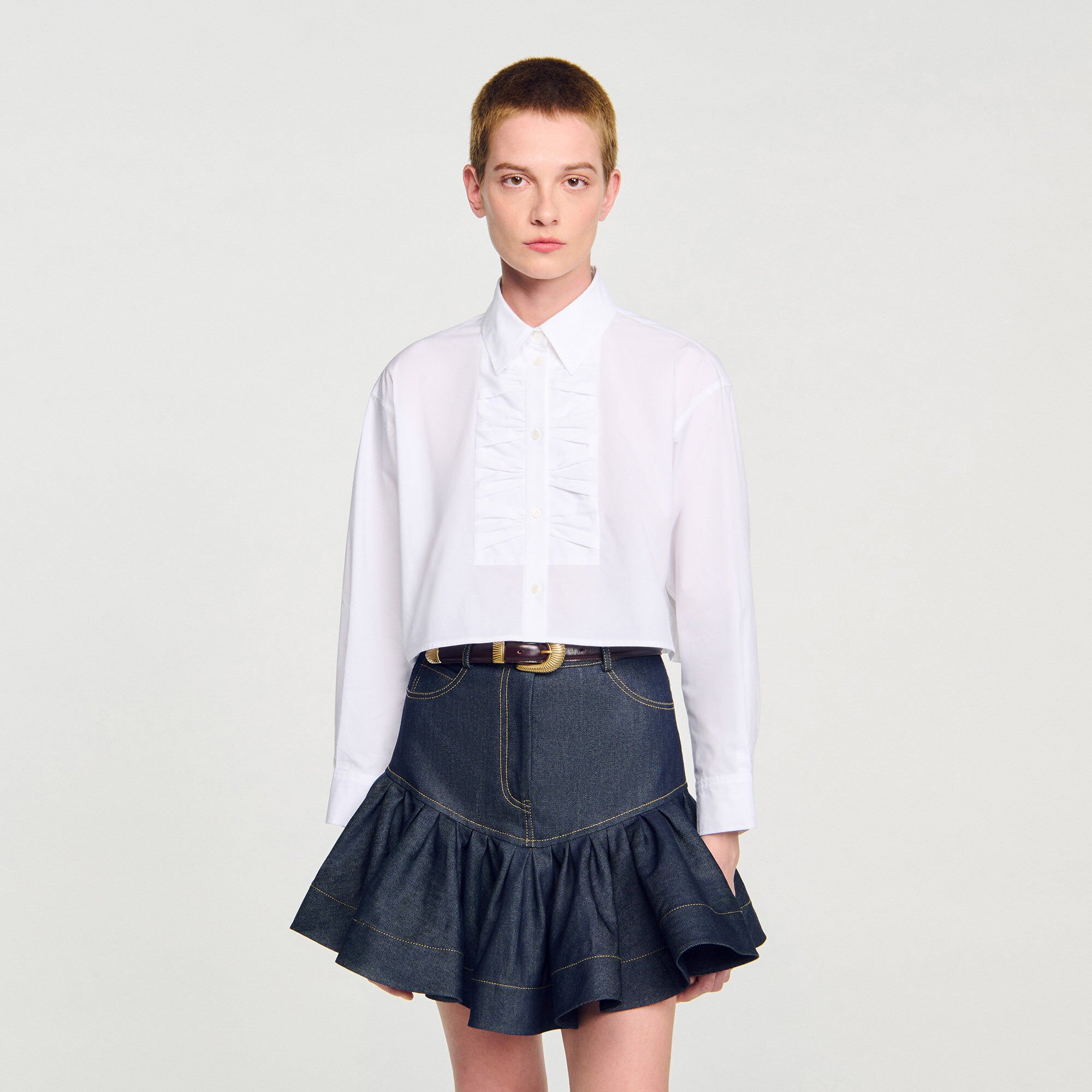 Chemise courte à détails nœuds