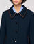 Coat with leather stripes