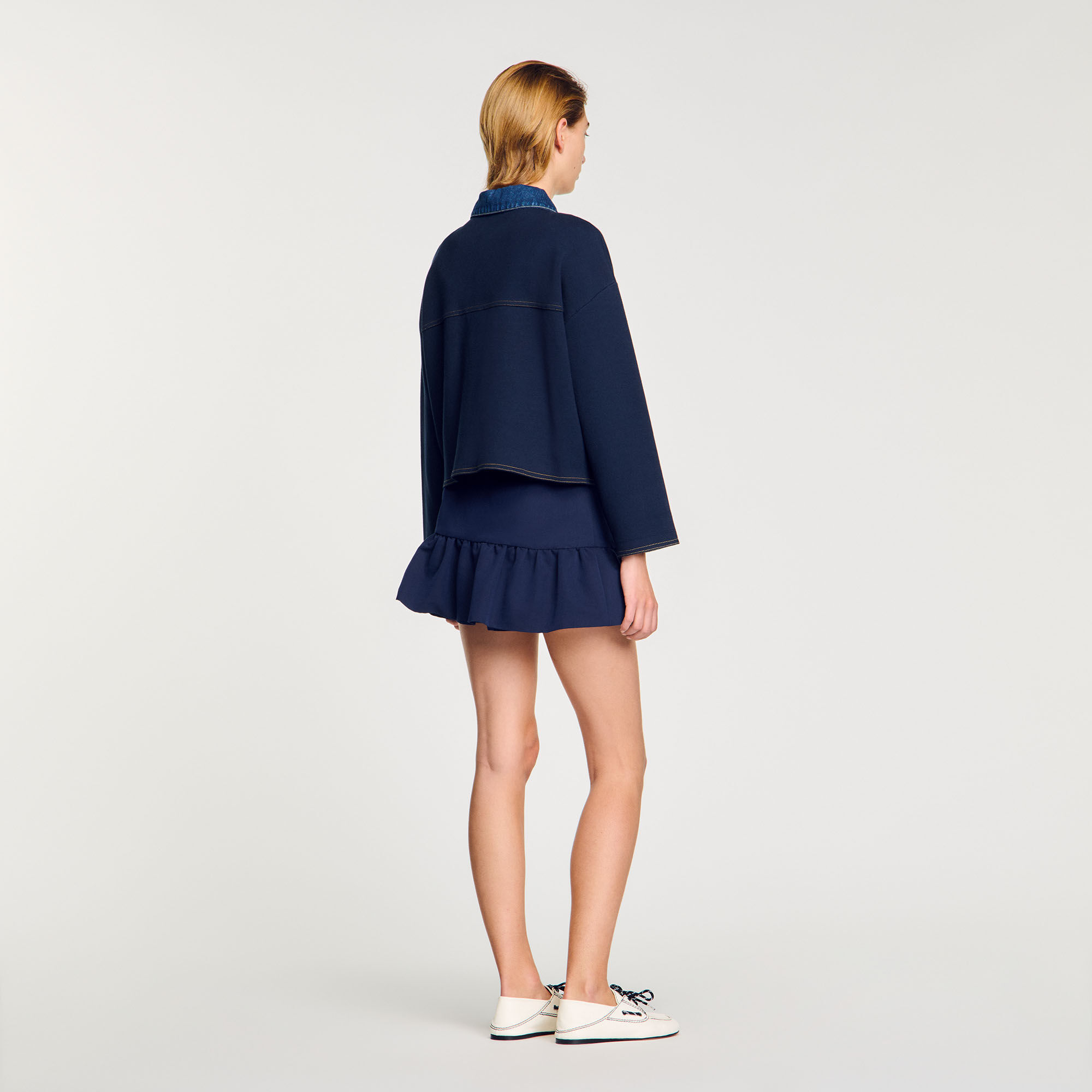 Cardigan mit Denim-Details