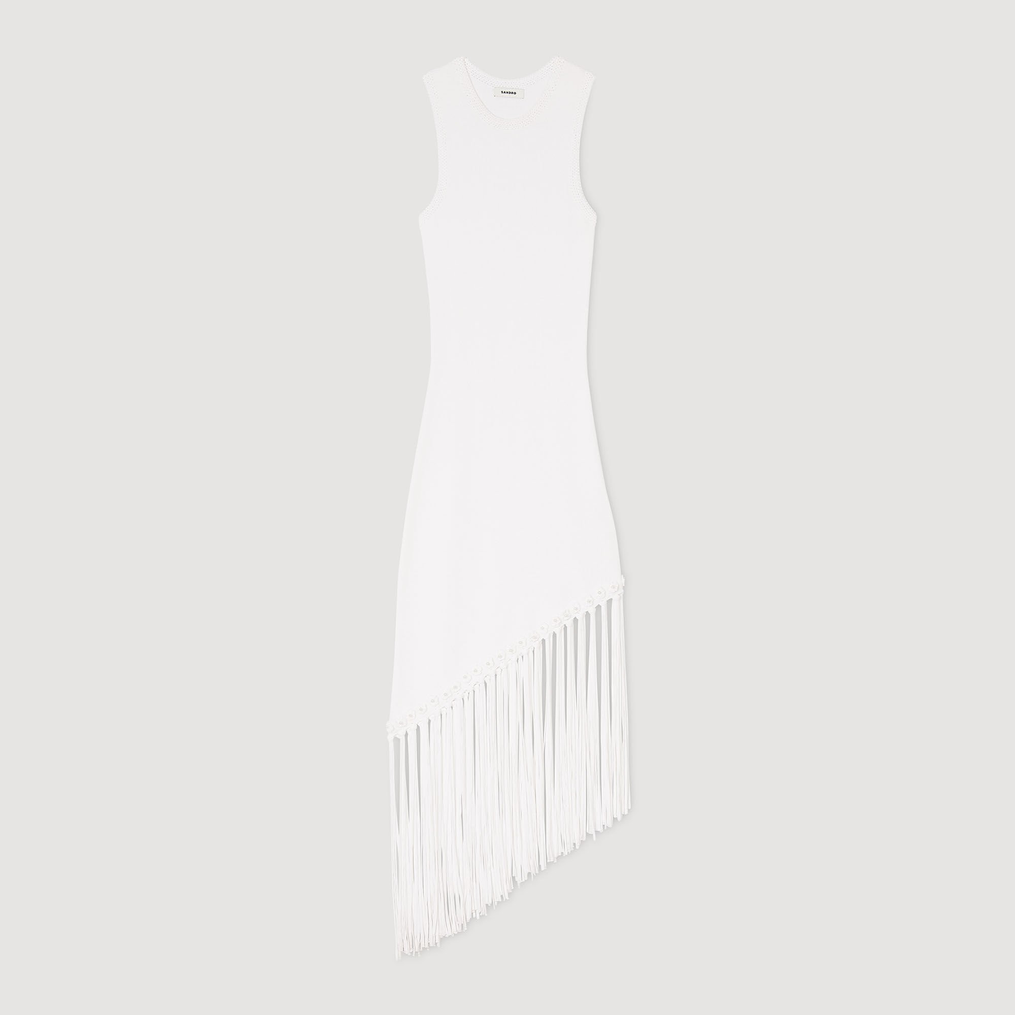 Langes Kleid mit Häkeldetails