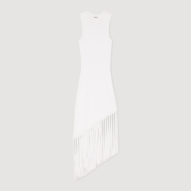 Robe longue frangée à détails crochetés