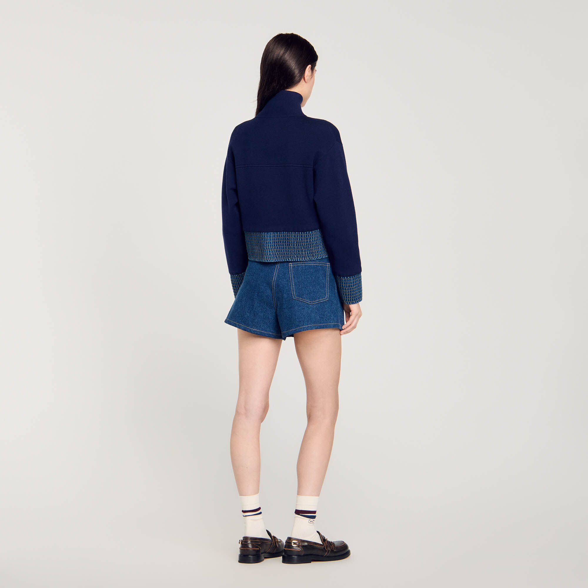 Cardicoat aus Strick und Denim