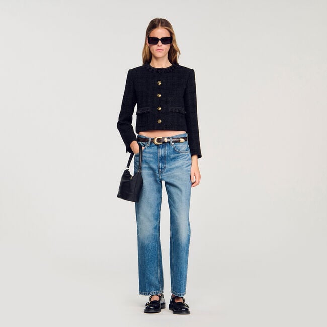 Tweed-Jacke mit Volants