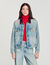 Blouson en jean col cuir